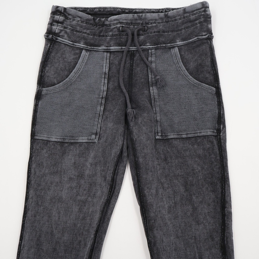 Free People Movement Joggers Womens S Black Acid Wash Geometric Seam Leggings